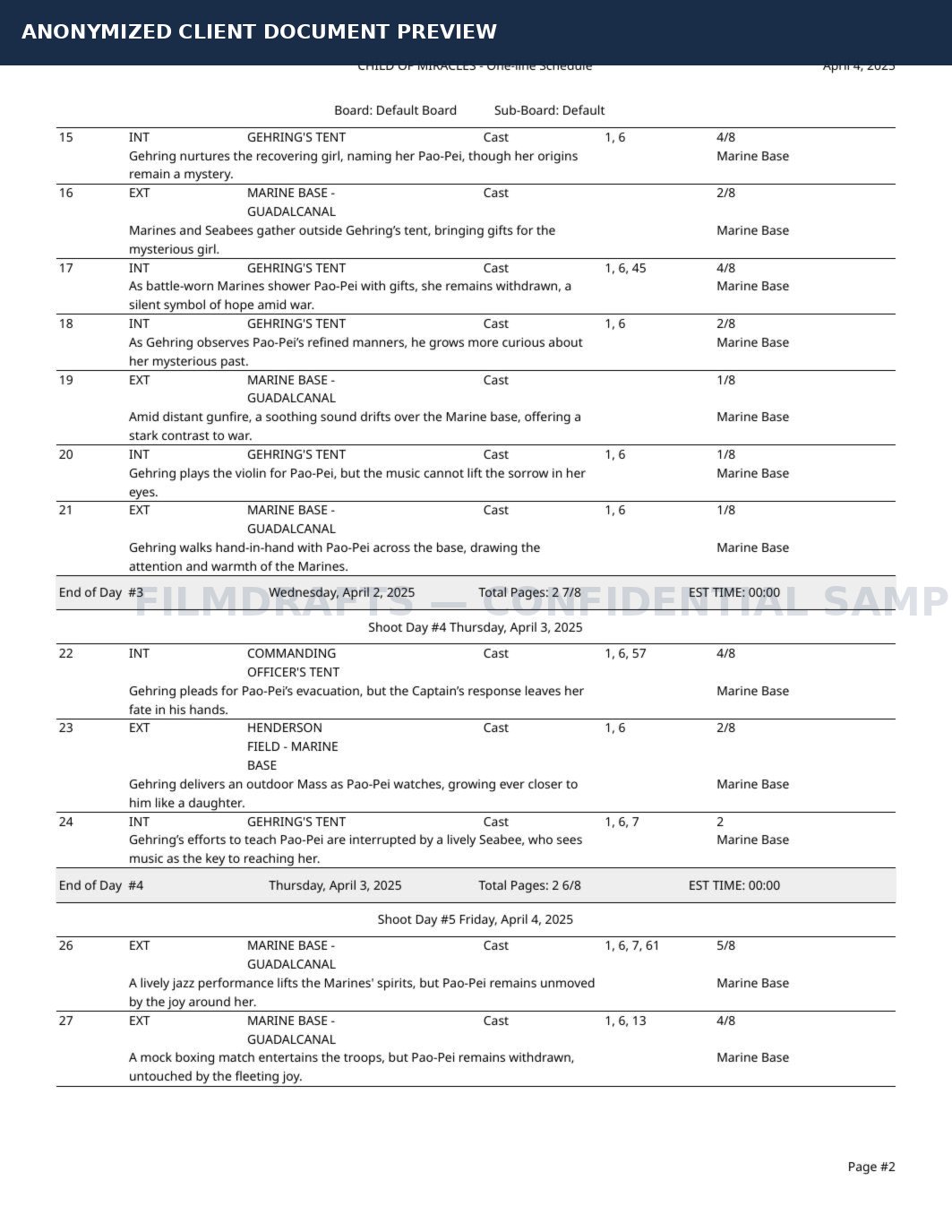 Anonymized full pre-production document preview