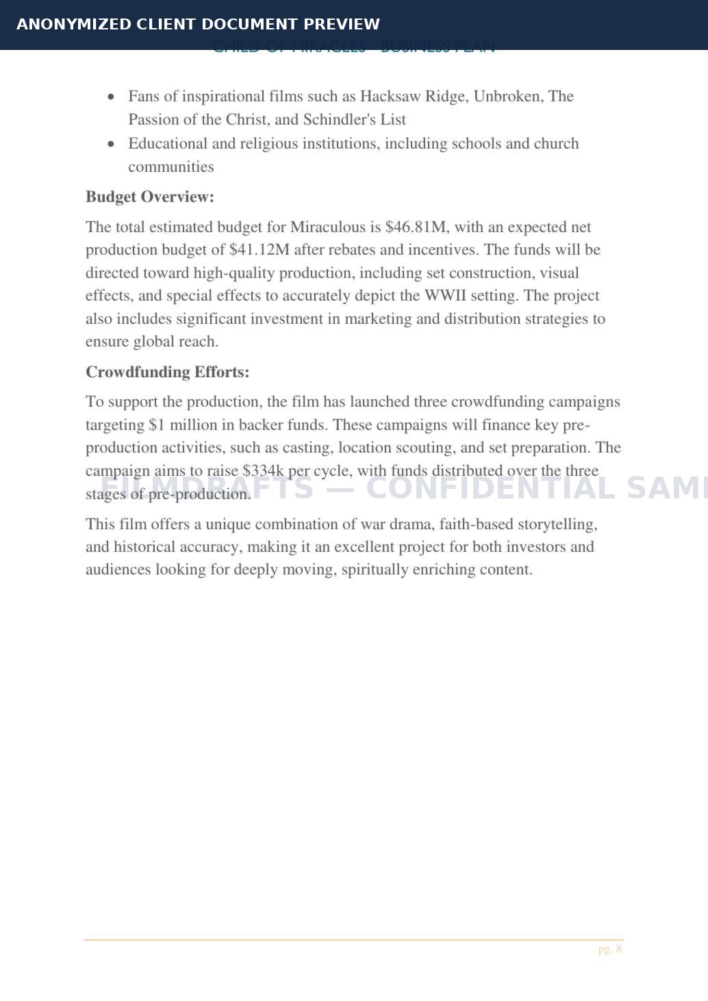 Anonymized project document page 4