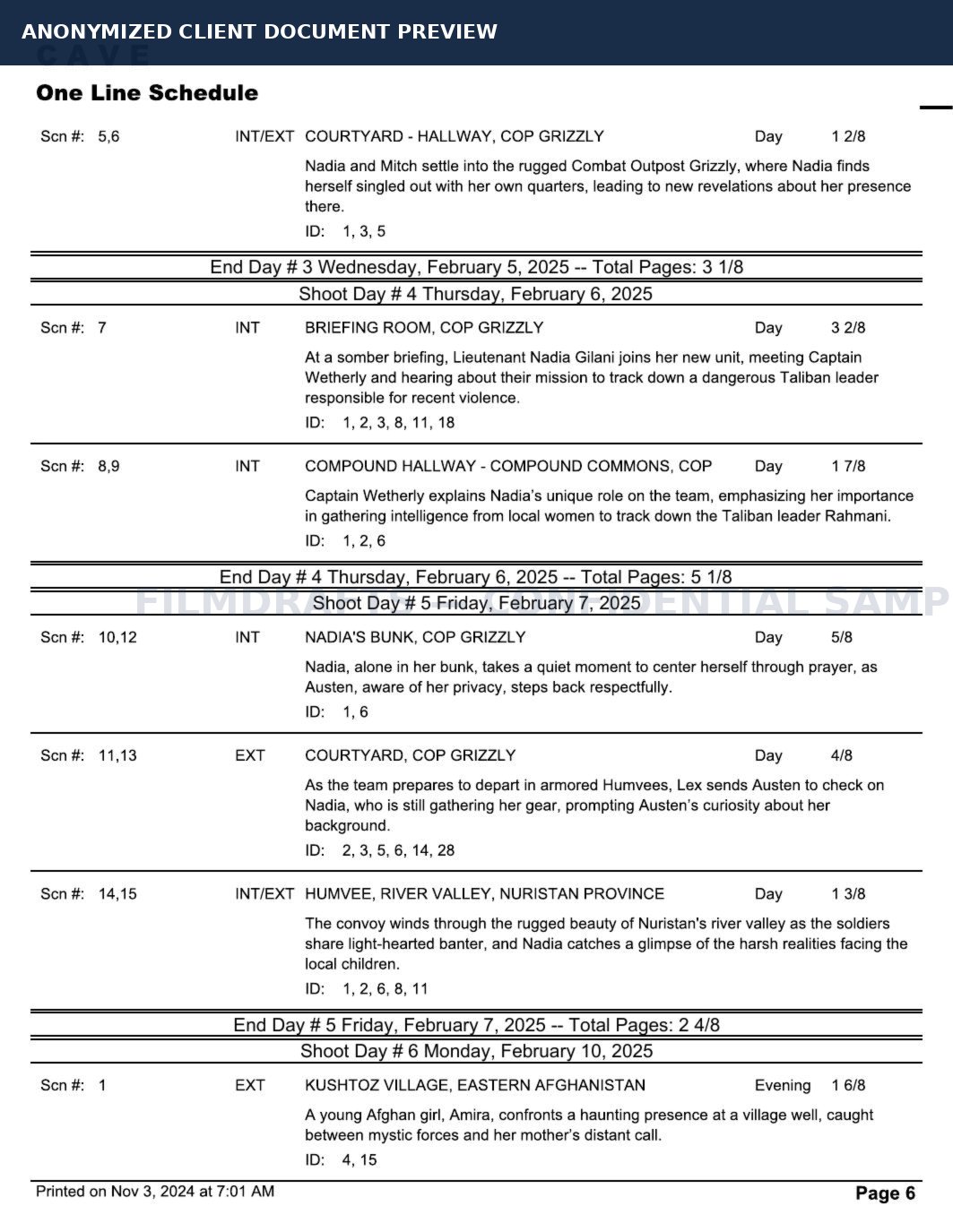 Anonymized project document page 1