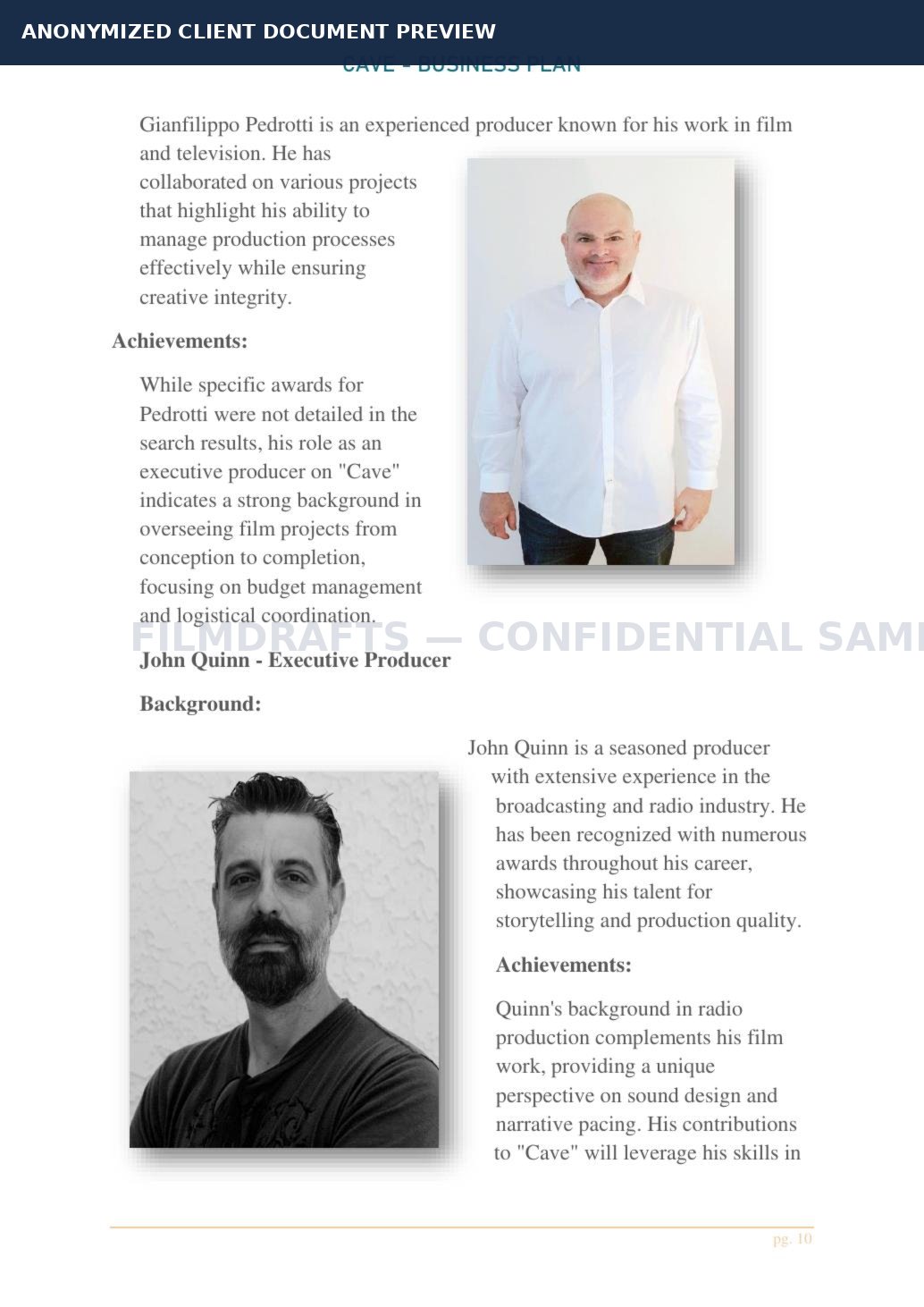 Anonymized project document page 4